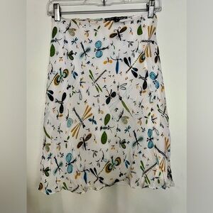 Rare Betsey Johnson White A-Line Dragonfly Print w/slip Highly Collectible! Sz S